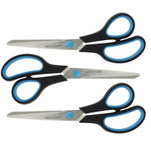 Westcott Easy Grip scissors 3pcs, black handle with blue softgrip, 20,1cm/8"