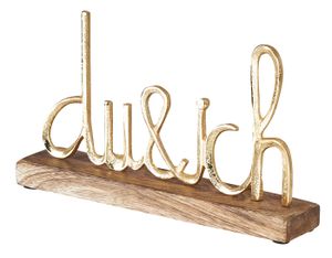 Schriftzug Du Und Ich L25cm Gold Mango Holz Tischdeko Geschenk Aufsteller Deko