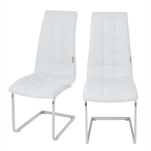 Freischwinger Esszimmerstuhl Küchenstuhl 2er Set Stuhl Schwingstuhl Stühle Weiß