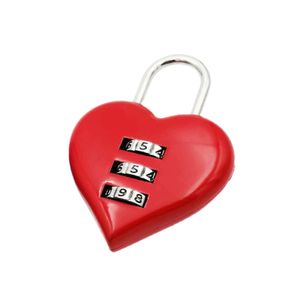 Herz -Vorhängeschlosscode 3 Zahlen Passwort Kombination Herzform Sicherheit Liebe Zinklegierung Gepäckbox Lock Haushalt Zubehör-Rot
