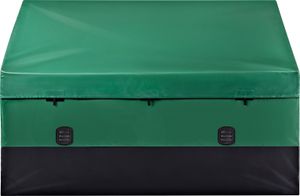 SucceBuy 230-Gallonen-Aufbewahrungsbox für den Außenbereich, wasserdichte PE-Plane mit verzinktem Rahmen, Allwetterschutz für Camping, Garten, Poolrand, Hof, Braun und Blau