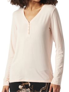 Schiesser Mix + Relax Schlafanzug Shirt Langarm Kurze, funktionale Knopfleiste, Atmungsaktiv für hohen Tragekomfort, In angenehm weicher, elastischer Single-Jersey-Qualität