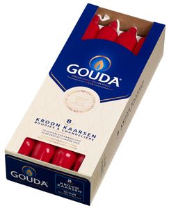 Gouda Crown Kerze rot 240/24 Schachtel a 8 Stück 10 Brennstunden