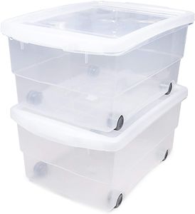 Aufbewahrungsbox Kunststoff transparent m Griffen und Rollen Lagerbox Kiste 14L 