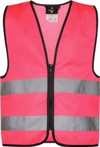 Korntex KWRX | Kinder Safety Vest for Kids with Zipper EN1150 - Farbe: Neon Pink - Größe: XS (3-6 Jahre)