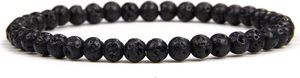 Bixorp Gems Náramok z lávových kameňov 4mm korálky - Náramok z leštených drahokamov - 18cm