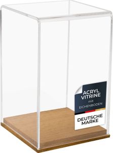 HMF 46881 Acryl Vitrine mit Holzsockel für Figuren, 14 x 14 x 22 cm