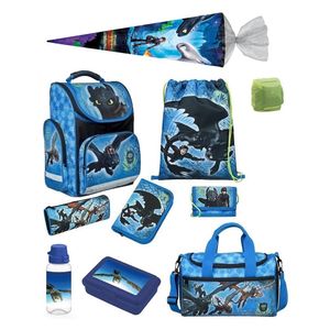 Schulranzen 1. Klasse für Jungen und Mädchen · Dragons Schultasche Drachen · ergonomisch & leicht · 10tlg. Set mit Schultüte