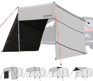 ONVAYA® Auto-Sonnensegel | Grau Beige | Schutz vor Wind, Regen, Sonne (UV99) | 6 Aufbauvarianten | Schneller und einfacher Aufbau | Für PKW, Van ONVAYA® Auto-Sonnensegel | Grau Beige | Schutz vor Wind, Regen, Sonne (UV99) | 6 Aufbauvarianten | Schneller und einfacher Aufbau | Für PKW, Van
