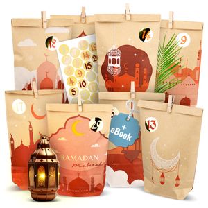 AMARI ® Ramadan Tüten colorful (30 Tüten inklusive Sticker & Klammern) - Ramadankalender zum Befüllen - Ramadan Kalender Tüten - Ramadan Kalender