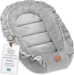 Warmes Nestchen Baby 90x50 cm - Kuschelnest Neugeborene Nestchen Winter/Herbst Kokon Babynest Velvet Grau