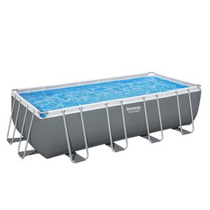 Bestway® Power Steel™ Frame Pool Komplett-Set mit Sandfilteranlage 549 x 274 x 132 cm, grau, eckig