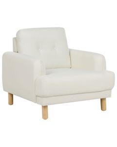BELIANI Sessel Cremeweiß Stoffbezug mit Hohen Holzbeinen Armlehnen Knopfheftung Skandinavisch Retro Modern Wohnzimmer Ausstattung