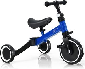 COSTWAY 3 in 1 Kinder Dreirad & Laufrad & Balance Bike mit verstellbarem Sitz und Lenker, Kinder Tricycle mit abnehmbaren Pedalen, für Kinder von 1-3 Jahre alt (Blau)
