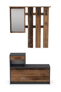 byLIVING Garderoben-Set Tamina, 3tlg- Set bestehend aus Spiegel, Wandpaneel und Schuhschrank, in anthrazit, Front Old Wood Optik