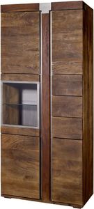 MASSIVMOEBEL24 Vitrine Mango 90x45x204 braun lackiert Amsterdam #08