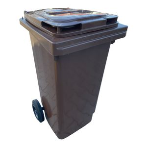Mülltonne Abfalltonne Reststofftonne 120 Liter laufruhige Vollgummi-Räder braun