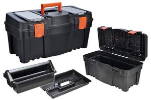 Werkzeugkiste Aufvewahrungsbox Werkstattkoffer Werkzeugtrage Schwarz Kunststoff 550 x 267 x 270 mm