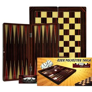 Großes Klassisches Eser Backgammon Tavla Set aus Holz 44x44 cm NEU