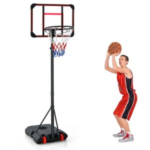 COSTWAY Basketballkorb Outdoor mit Ständer, Basketballständer 155-210cm höhenverstellbar auf Rädern