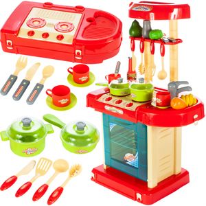 MalPlay Kinderküche Spielküche mit 2 Herdplatten | mit Kochgeschirr, inkl. Licht und Kochgeräuschen | Rollenspiel Geschenk für Jungen und Mädchen ab 3 Jahren