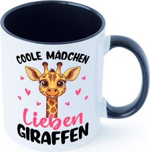 Coole Mädchen lieben Giraffen | Giraffe Tasse Weiß Schwarz
