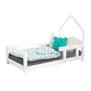 Benlemi Dětská postel domeček POPPI s bočnicí vpravo 140x200 cm Bílá
