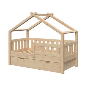 Vitalispa Hausbett Design, 70 x 140 cm mit Schublade, Naturholz