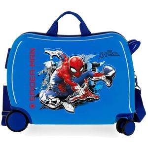 Spider-Man Sitzkoffer Kinder Hartschalen Koffer Joumma Bags Sitzkoffer Ziehkoffer Kinderkoffer 34 Liter Marvel Blau