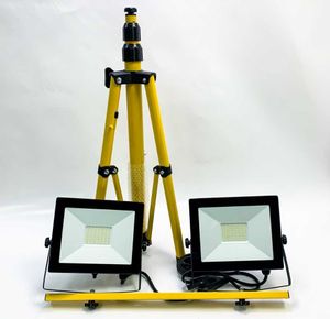 kalwason 100W LED Baustrahler mit Stativ, 8000 Lumen LED Strahler Baustellenleuchte mit 1,5m Teleskopstativ und 5m Kabel, 5000K IP65, Vormontage für Konstruktion Werkstatt, Garage, Keller, Schuppen
