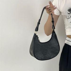 Halbmond-Tasche für Retro-Frauen aus mattiertem Kunstleder, Schultertasche, Mädchen, Halbmond, Achseltasche, Handtaschen