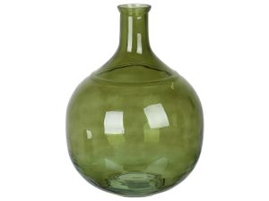 BELIANI Blumenvase Olivgrün Glas 34 cm Groß mit Schmalem Hals Getönt Handgefertigt Flaschenform Deko Accessoires Wohnzimmer Schlafzimmer Flur Kamin