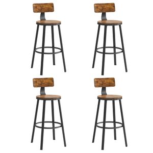 VASAGLE Barhocker, 4er Set, Barstühle, Küchenstühle, mit Rückenlehne