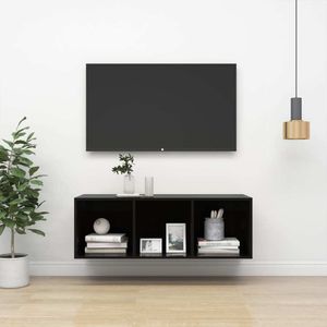 The Living Store TV-Wandschrank Hochglanz-Schwarz 37x37x107 cm Holzwerkstoff