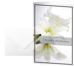 sigel Trauerkarte "Weiße Amaryllis" (B)115 x (H)170 mm