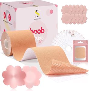 Shapewear - Boob Tape inklusive 12 Brustwarzenabdeckungen - Klebe-BH mit Brustwarzenabdeckungen - Brustlift mit 36 doppelseitigen Klebeetiketten - Brustband