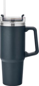 Nerezový termohrnek s rukojetí a brčkem, 880 ml, modrý