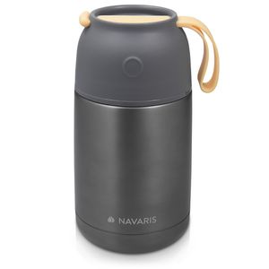 Navaris 650ml Thermobehälter für Essen - Edelstahl Warmhaltebox für Suppe Speisen Babybrei - Thermo Behälter Isolierbehälter auslaufsicher - Thermobecher - grau