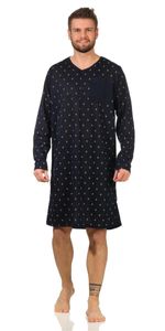 Herren Nachthemd langarm Sleepshirt; Dunkelblau XL