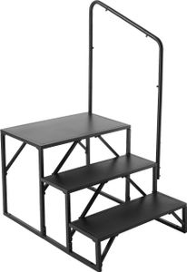 Wohnmobil-Stufen, 3-stufige Wohnmobil-Treppe, 200 kg Tragkraft, Verdickter Kohlenstoffstahl, mit Handlauf, Rutschfeste Stufen für Sicheres Ein- und Aussteigen, Geeignet für Wohnmobil, Anhänger