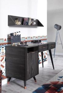 Schreibtisch schwarze mit Regal Holz stilvolles Design JVmoebel