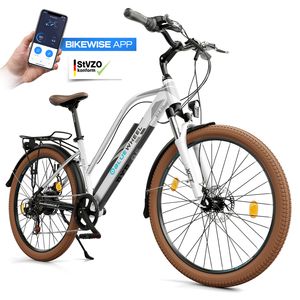 BLUEWHEEL 26" innovatives Damen E-Bike, Deutsche Qualitätsmarke, EU konform Top City Ebike + Nabenmotor, Shimano 7 Gänge + 25 km/h Fullspeed, bis 150 km Reichweite & App, BXB85 Electric Bike