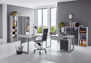 BMG Möbel Büromöbel-Set, Office Edition Set 5, grau/ anthrazit hochglanz
