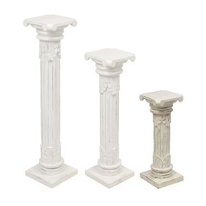 Säule Antike Blumensäule Dekosäule Ständer Sockel Podest Blumenständer Holz in vielen verschiedenen Designs , Säulen Variante Antik:Weiß 60 cm