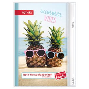 Hausaufgabenheft Summer Vibes - A5 mit Clevere Faule System, Kalendarium 2023/2024