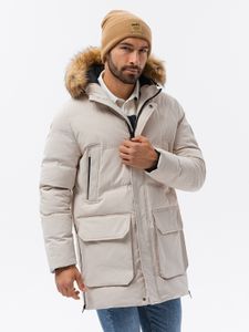Ombre Clothing Herren Winter Pelicula-Jacke V1 ecru M