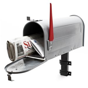 US Mailbox Briefkasten Amerikanisches Design silbergrau mit passender Wandhalterung