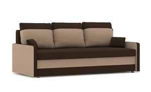 Couch MILTON 205x90 mit Schlaffunktion - Schlafcouch mit Bettkasten -BONELL-FEDERFÜLLUNG- STOFF HAITI 5 + HAITI 3 Braun&Cappuccino