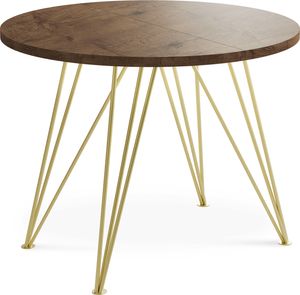 Runder Ausziehbarer Esstisch - Loft Style Tisch mit Goldenen Metallbeinen - 100 bis 180 cm - Industrieller Quadratischer Glamour Tisch für Wohnzimmer - Spacesaver - Eiche Lefkas - 100 cm