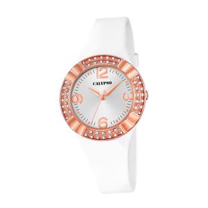 Calypso Kunststoff PUR Damen Uhr K5659/1 Armbanduhr weiß Analogico D2UK5659/1